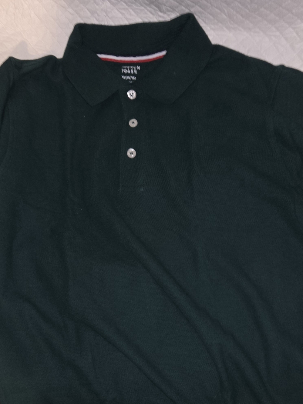 French Toast Unisex Dark Green Uniform Long Sleeve Polo Shirt Size XL 14/16